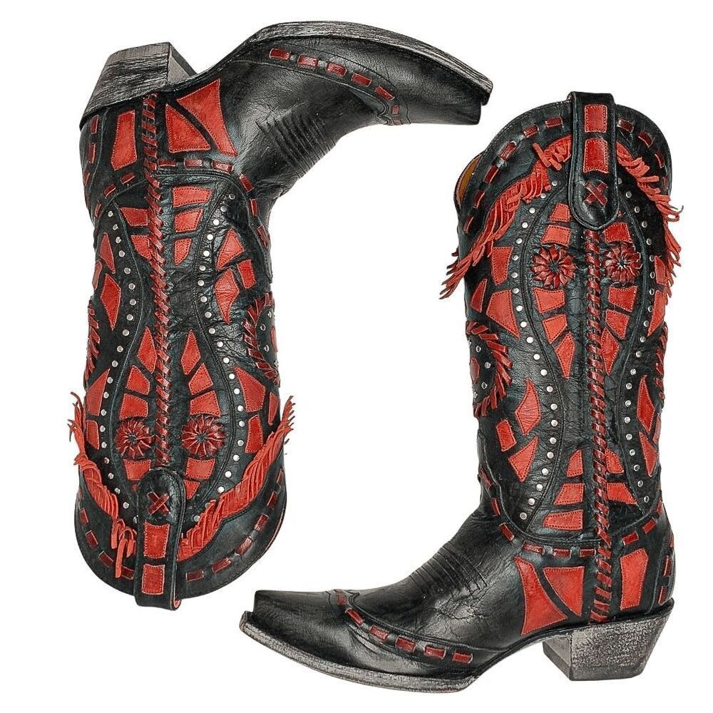Old Gringo Rarames 13" High Calf Western Cowgirl Tall Red Fringe Boots Size 7.5 - Picture 6 of 10
